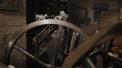 antique printing press in action