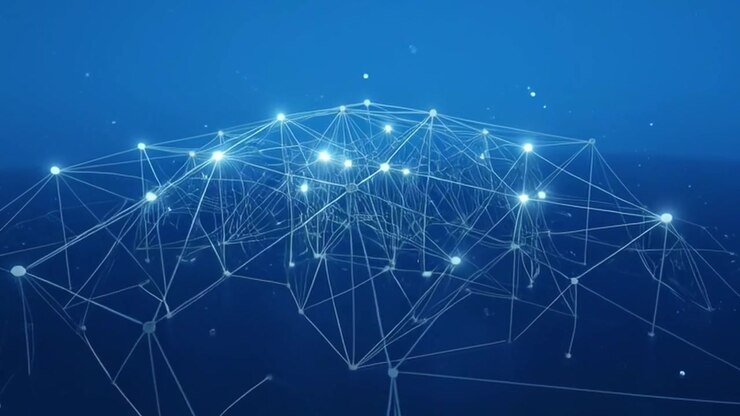 Abstract Digital Network Connection with Glowing Nodes and Lines