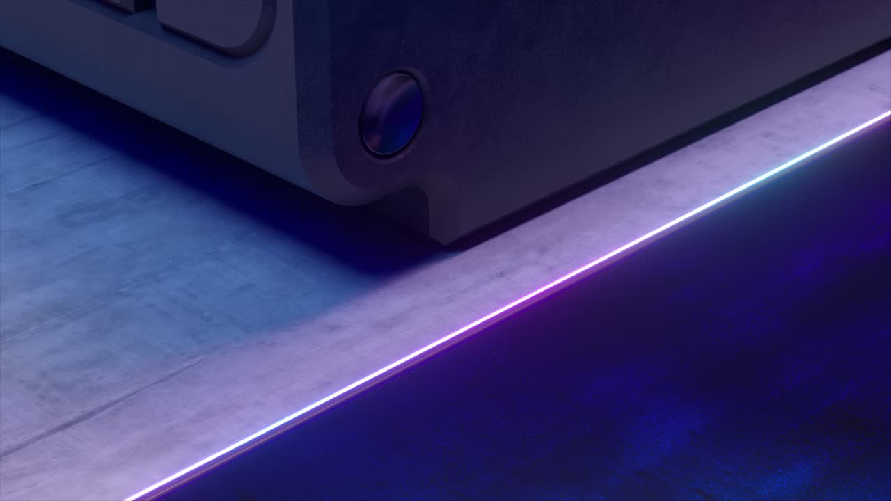 구와 네온 조명으로 추상적인 현대 디자인