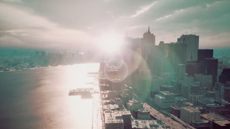 aerial view of city skyscrapers