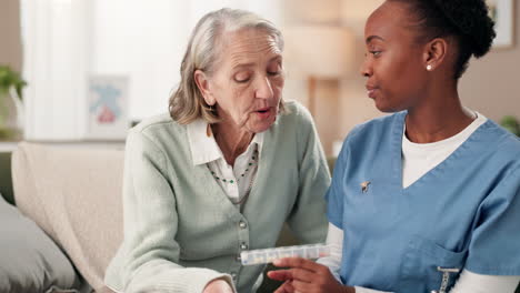 elderly woman receiving medication assistance