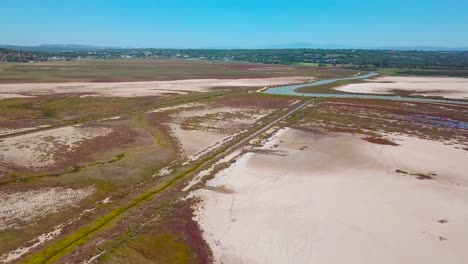 Aerial-view-of-marshes-in-the-coast-of-Cadiz-in-Spain