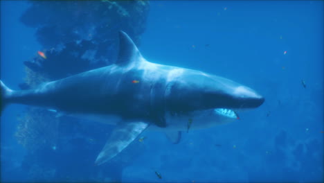 gran tiburón blanco en el acuario