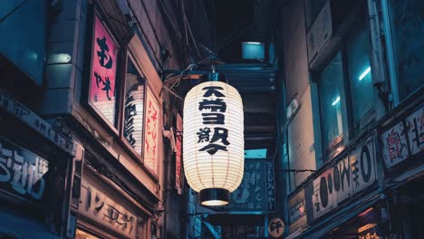 Nighttime Urban Scene with Japanese Lanterns