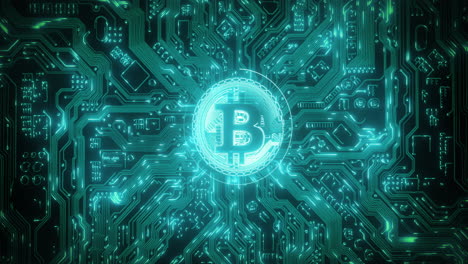 Bitcoin,-cryptocurrency-and-digital-circuit