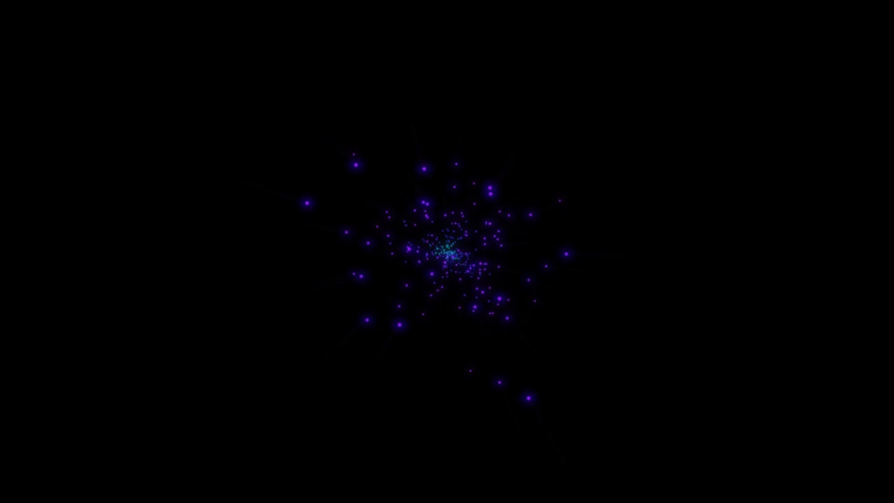 은하계에 있는 보라색과 파란색 입자들과 별들