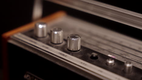 close-up of vintage radio knobs and tuner