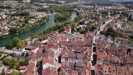 aarau old town medieval roman heritage site switzerland aerial drone