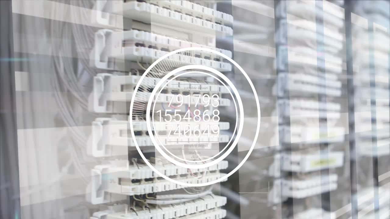 Animation of numbers and data processing over computer servers