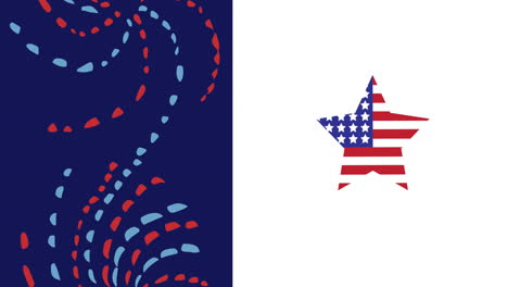 animation of red, white and blue american flag colours with star on white