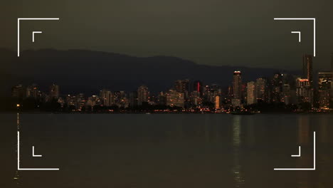 animación del alcance rectangular del escáner sobre el paisaje urbano oscuro por la noche