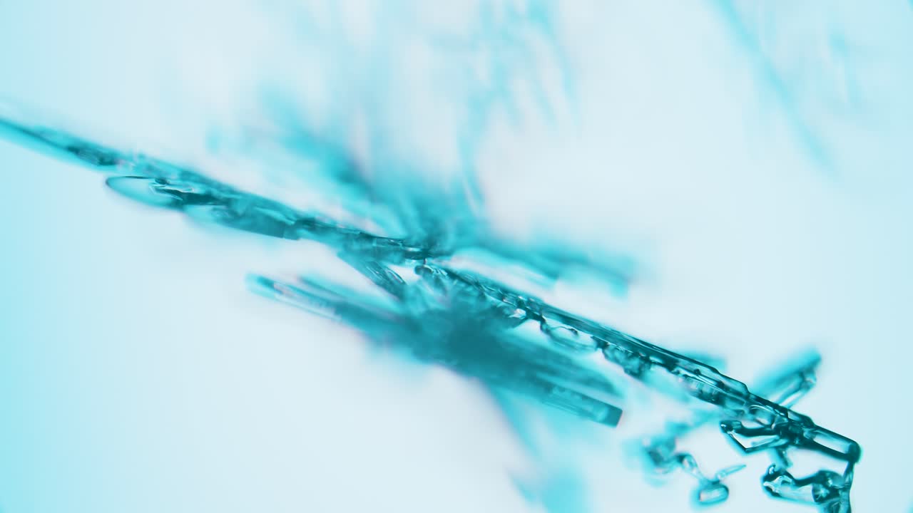 Cristalli di fiocchi di neve al microscopio in campo chiaro con filtri colore.