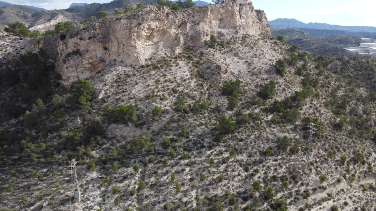 Aerial View of a Mountaintop Chapel in Spain