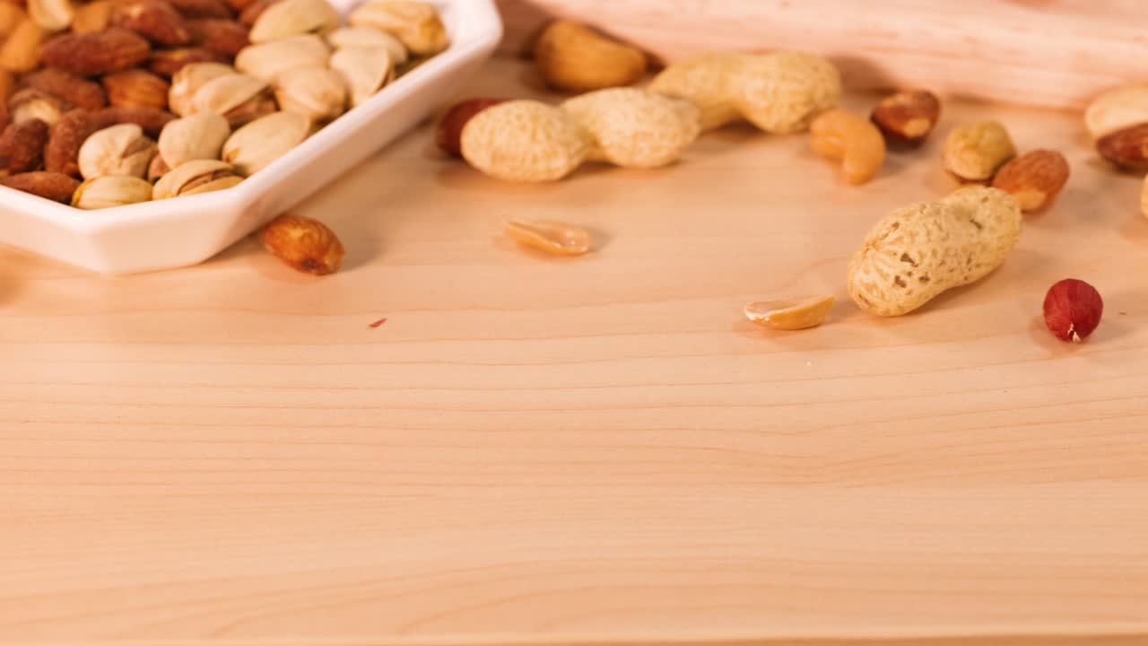 Variety of protein-rich foods on wooden surface