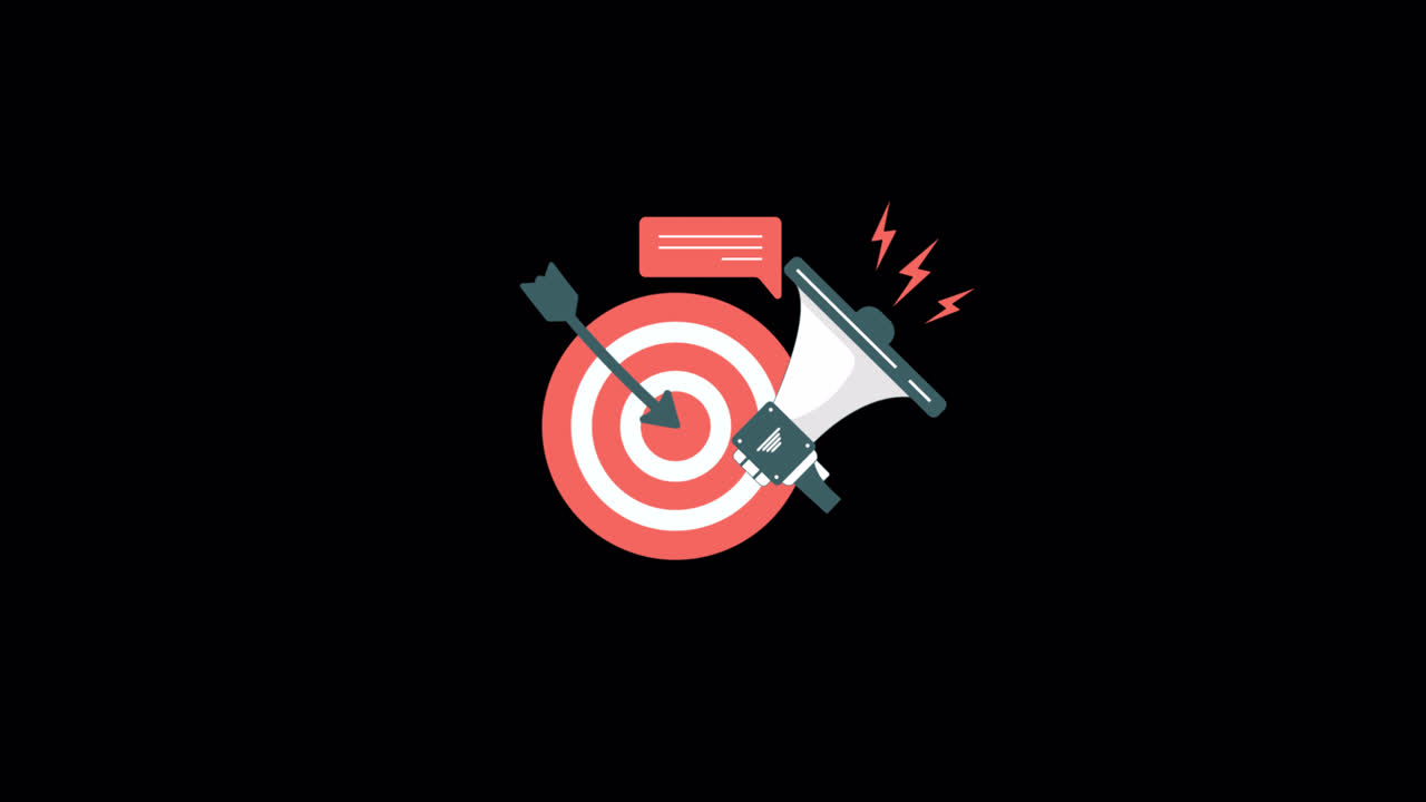 Illustrazione di target di marketing con megafono e freccia