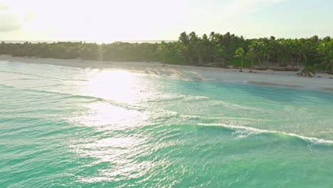 aerial establishing landscape in sian kaʼan biosphere reserve, tulúm beach mexico with sunrise