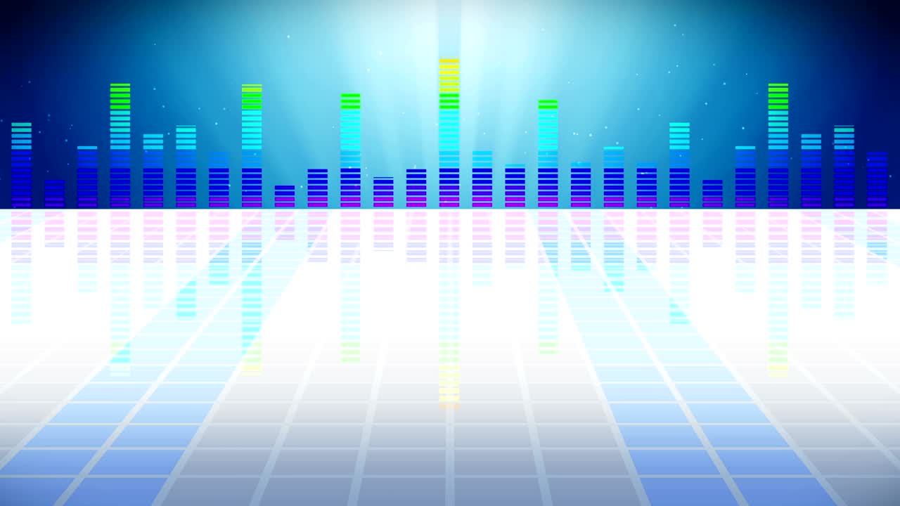 파티를위한 다채로운 음파. 디스코 배경. 추상적인 다채로운 파동 패턴. 음악 이라이저의 루프 애니메이션.