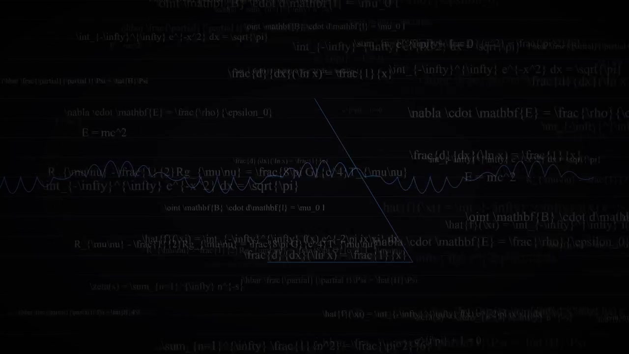 Abstract Mathematical Formulas and Waveform Graph on Dark Background