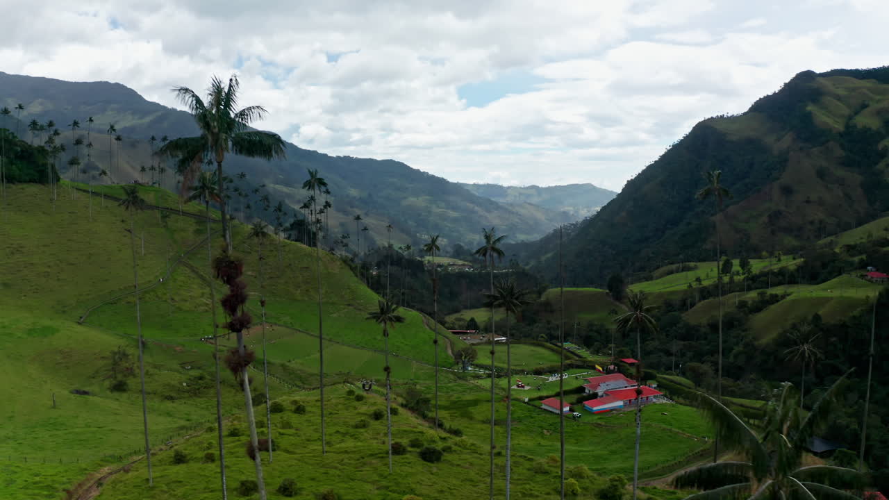 Aerial drone view of Cocora Valley, Salento, Colombia