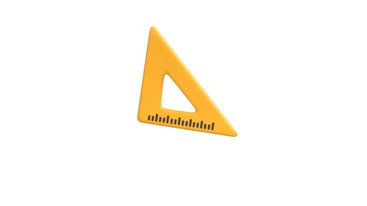 3D Render of a Yellow Triangle Ruler Rotating on White Background