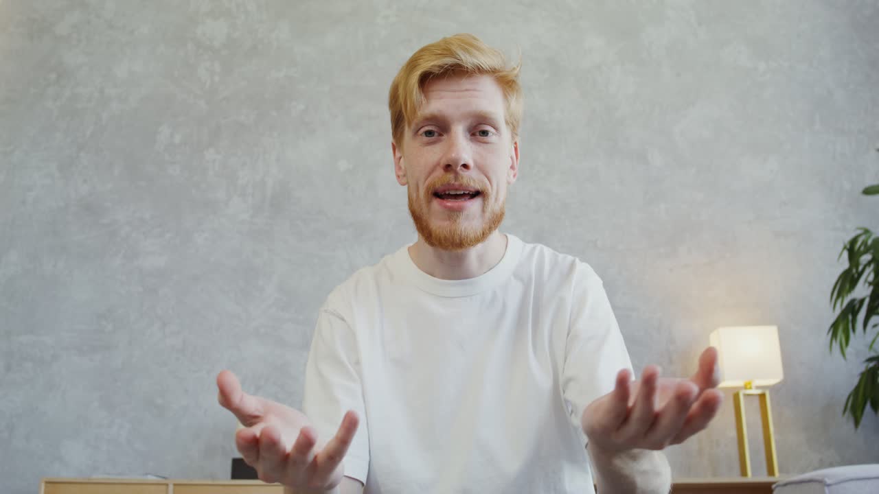 Man Giving a Video Presentation from Home