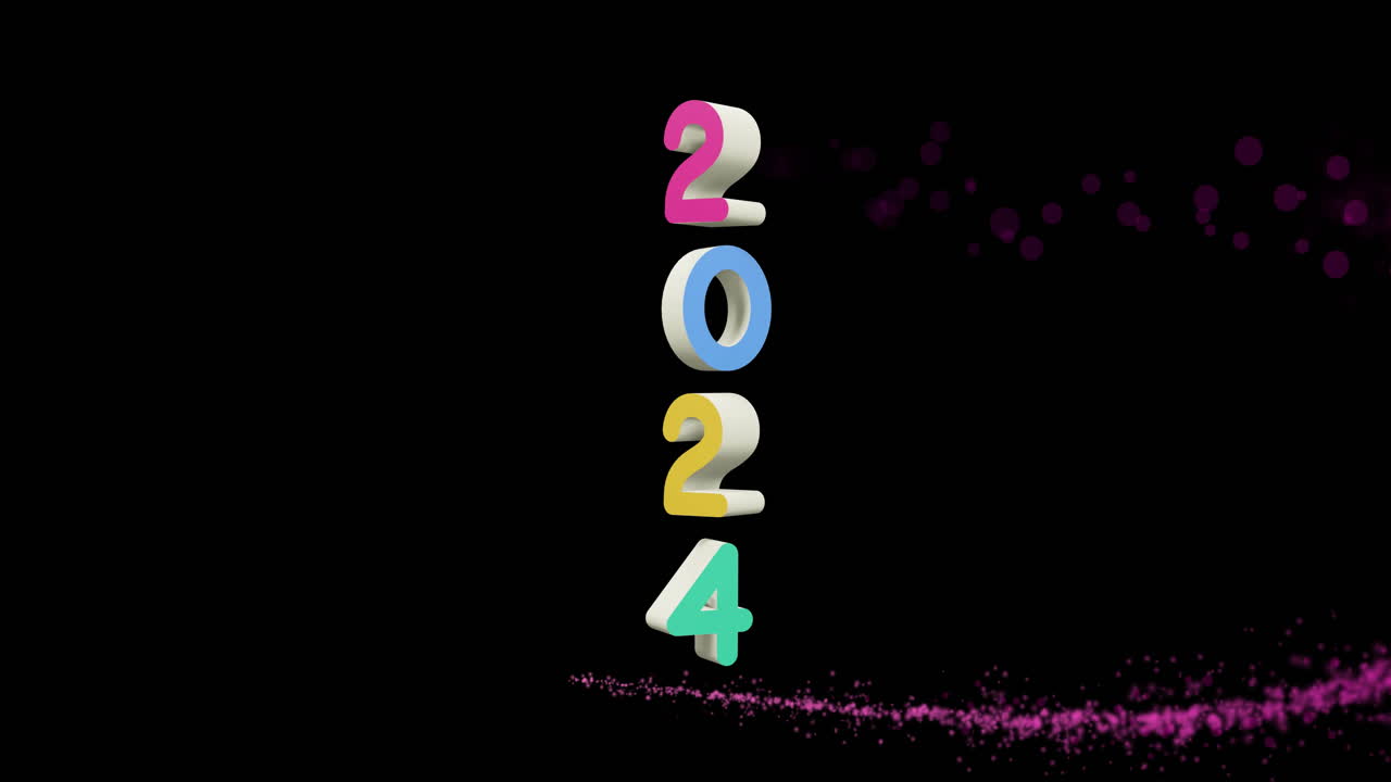 animación de 2024 sobre un rastro de luz brillante sobre un fondo negro