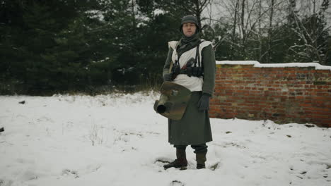 german soldier in winter uniform