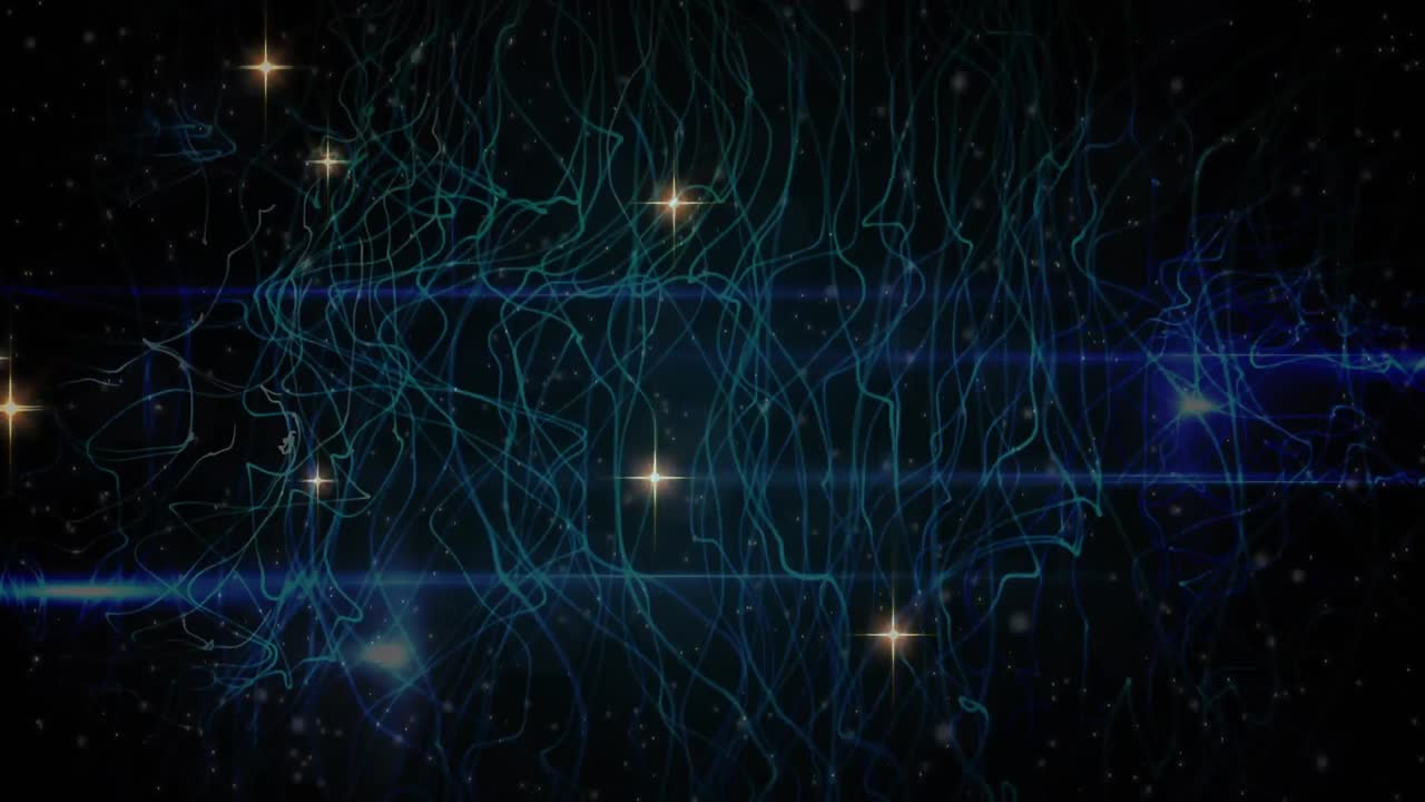 Animation of stars over blue lines moving