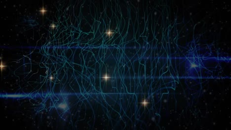 animación de estrellas sobre líneas azules en movimiento