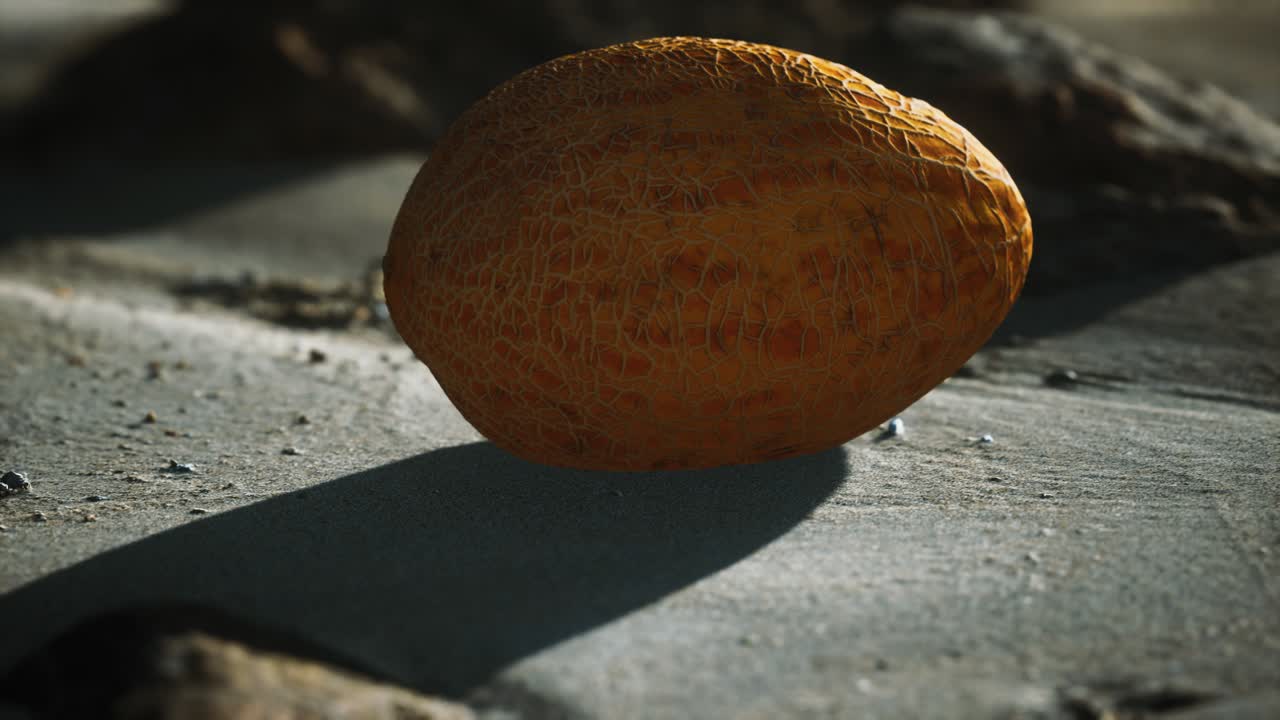 melón del desierto en la playa de arena