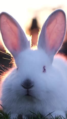 the concept of the easter bunny symbol is a way to represent the easter holiday and its celebration. rabbit on green grass. vertical video
