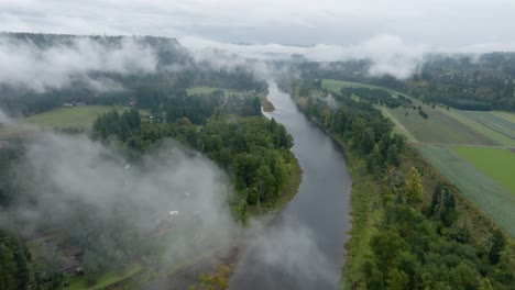 slow motion aerial push over the clackamas river