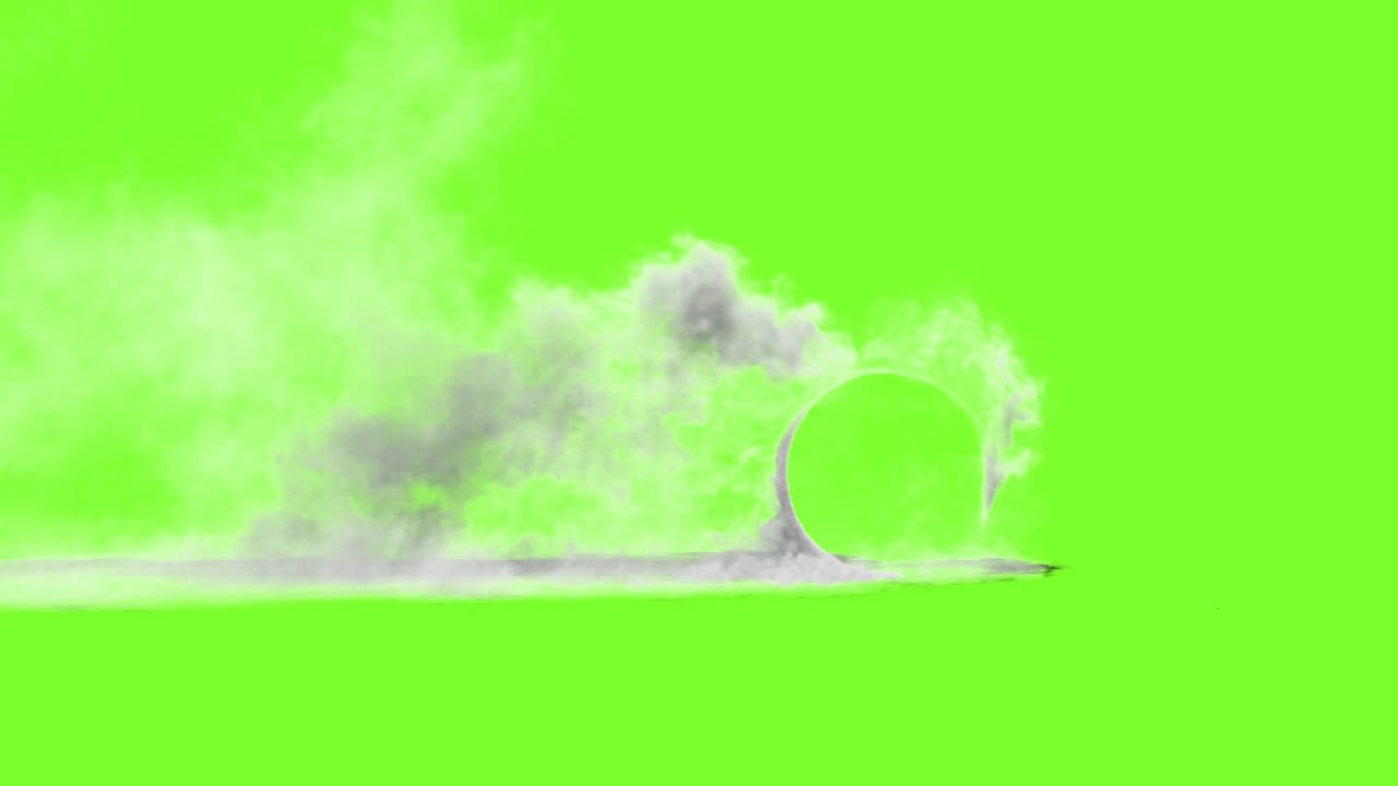 녹색 채널에 연기가 있는 불타는 바