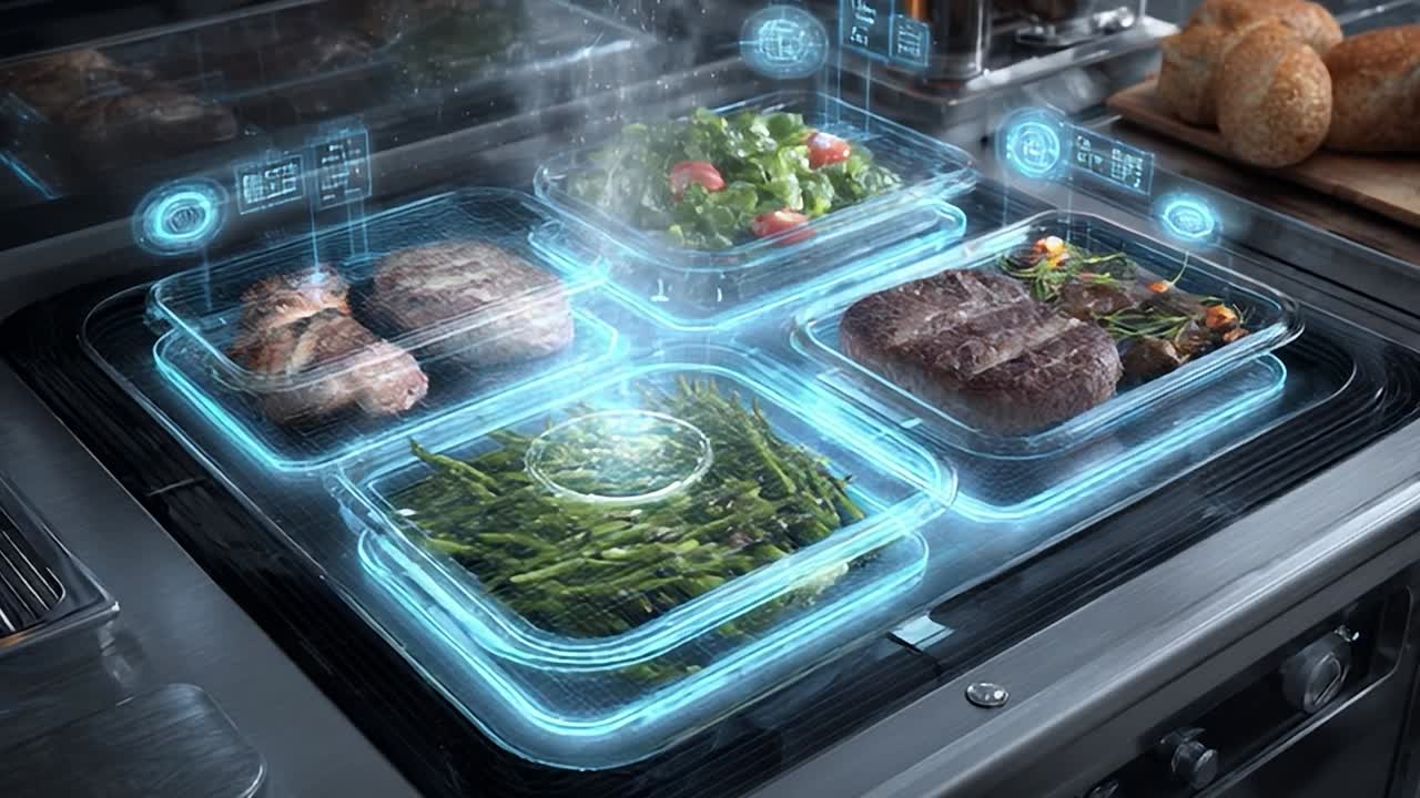 Smart kitchen technology displays meal options for healthy eating