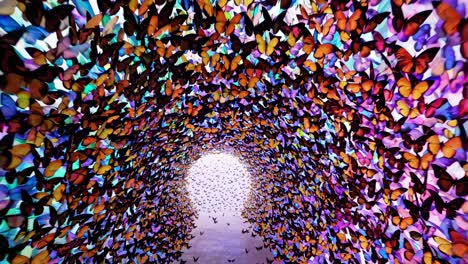 tunnel of glowing butterflies