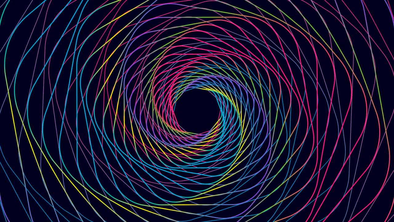 embudo simétrico colorido giratorio de líneas curvas multicolores