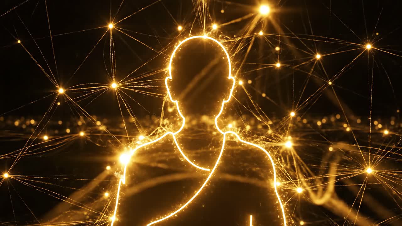 Abstract silhouette of a person with light effects