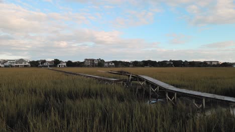 flying around and over broken dock in pawleys island after hurricane ian