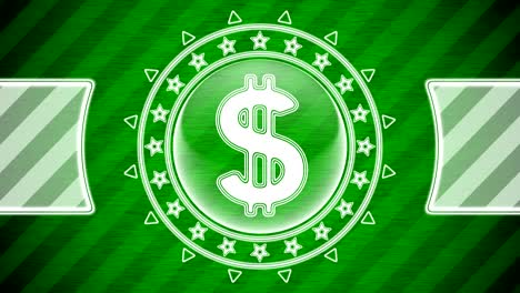 dollar icon in circle shape and green striped background. illustration.