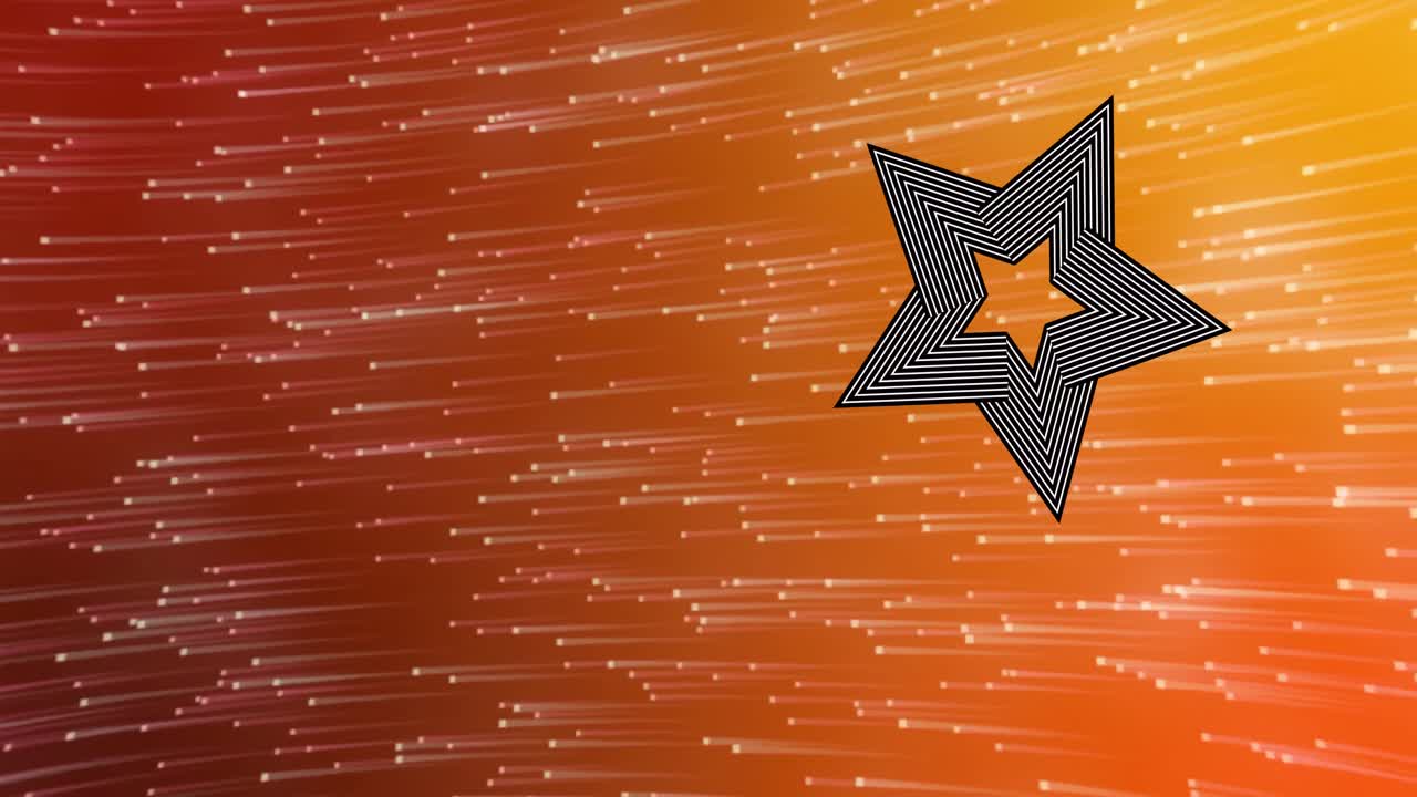 Animation of star spinning over glowing spots on orange and red background