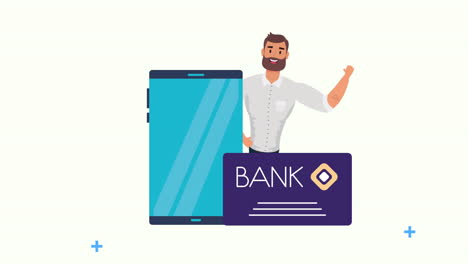 young businessman with credit card and smartphone