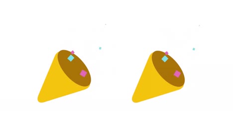 digital animation of two party popper icons against white background