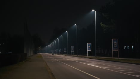 quiet, dimly lit road stretches into the night, evoking solitude in zagreb jarun lake