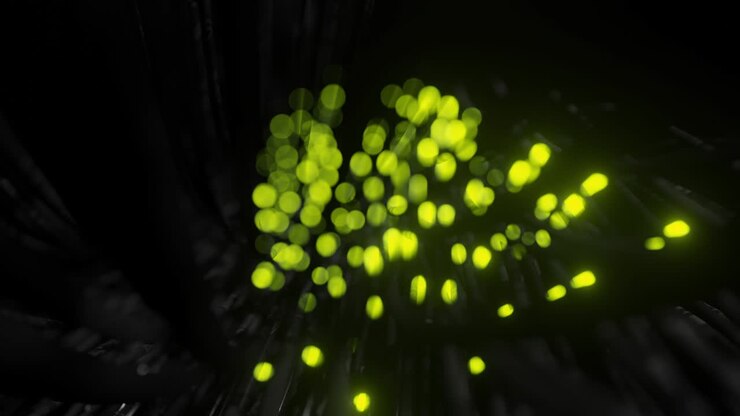 Optical fibers animation of distribution of the light signal from a diode.
