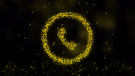 animación de la red de plexo desde el símbolo de llamada en un fondo colorido con el flujo de partículas de plexos. animación de signo de llamada. bucle sin costuras