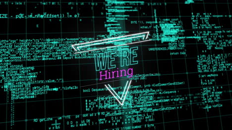 animación de que estamos contratando texto sobre el procesamiento de datos
