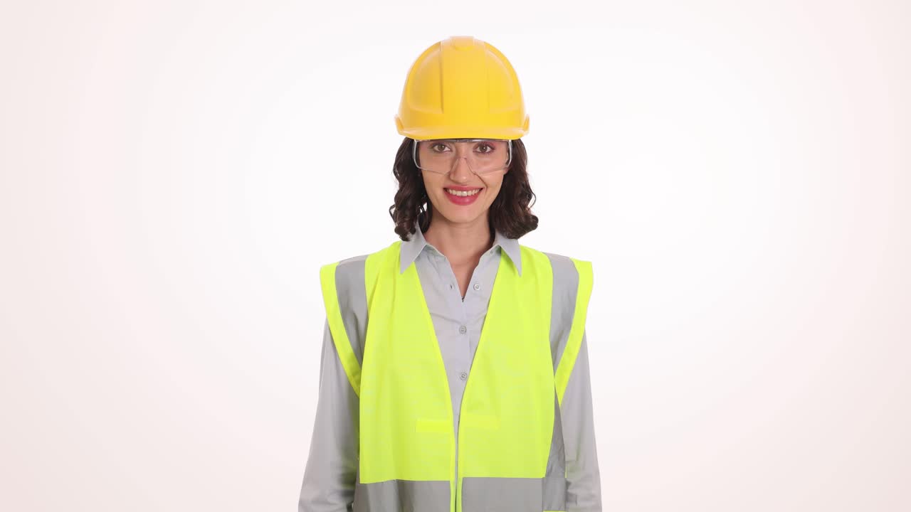 Woman Construction Worker in Safety Gear Smiling