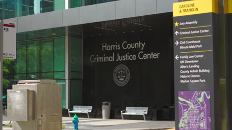 Establishing-shot-of-the-Harris-County-Criminal-Justice-Center-in-Houston,-Texas