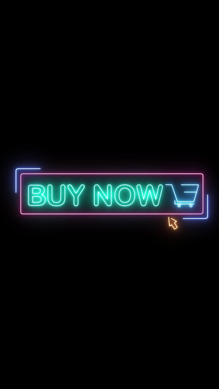 Glowing neon sign with flickering text and mouse cursor clicking on black background