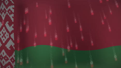 animation of data processing over flag of belarus